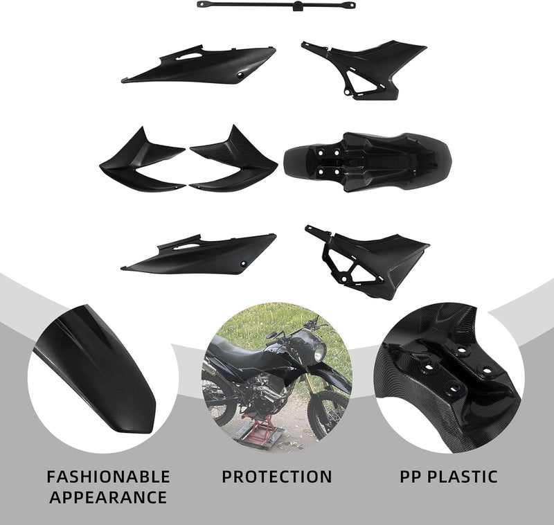 BAOUFF Dirt Bike Plastics Kit for Hawk 250,Fairing Body Work Fender Sets with Fuel Tank Guard for Hawk 250cc - Imitation Carbon Fiber - Image 4